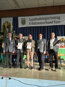 Ehrung Landesschützenkönig, Gerd König, Bernd Schneider, Willi Leidinger, Jens Quoiffy, Günther Warschburger